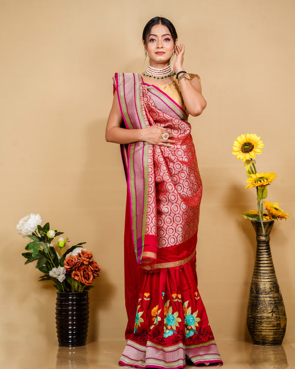 Banarasi Silk Saree in Beautiful Cutwork Embroiderry