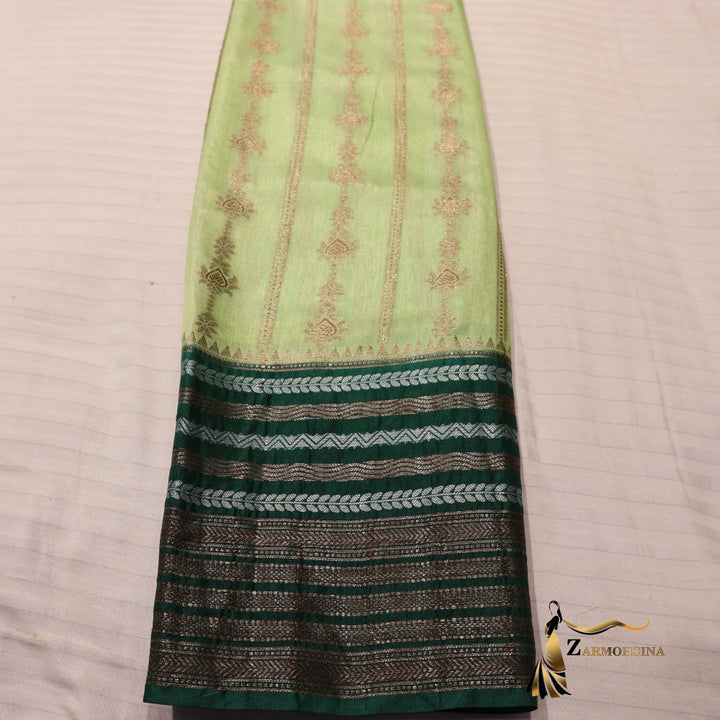 Banarasi Art Silk Saree Pista Green